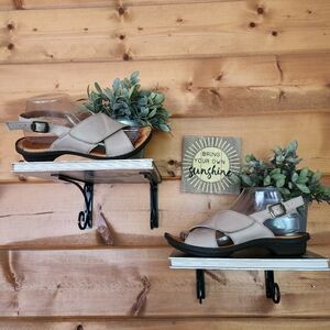 Tsonga Taupe Tan Criss Cross Leather Slingback Heeled Sandals South Africa Sz 39